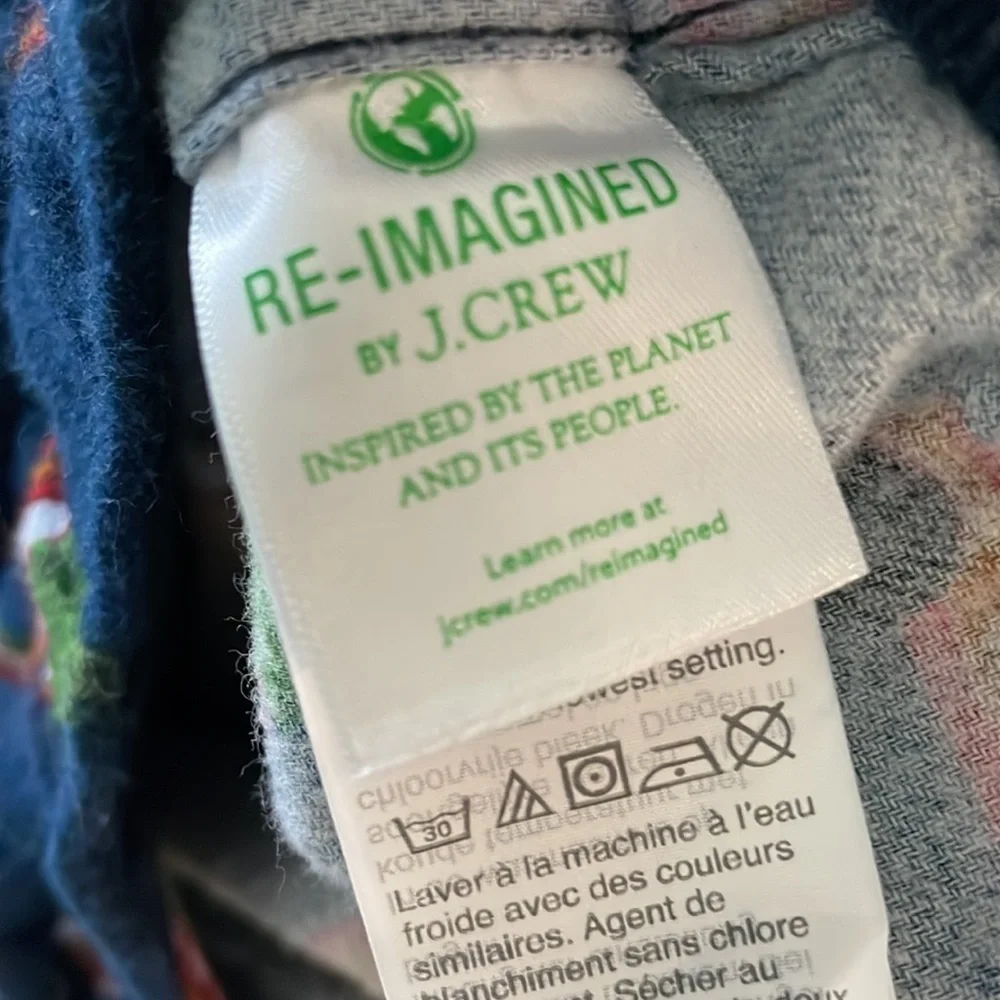 J. Crew Christmas pajama pants tree on wagon graphic